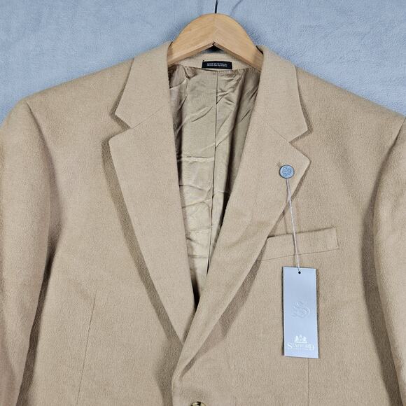 Vintage Stafford Camel Hair Blazer Mens Size 44R Classic Fit Jacket Old Money - Picture 2 of 16